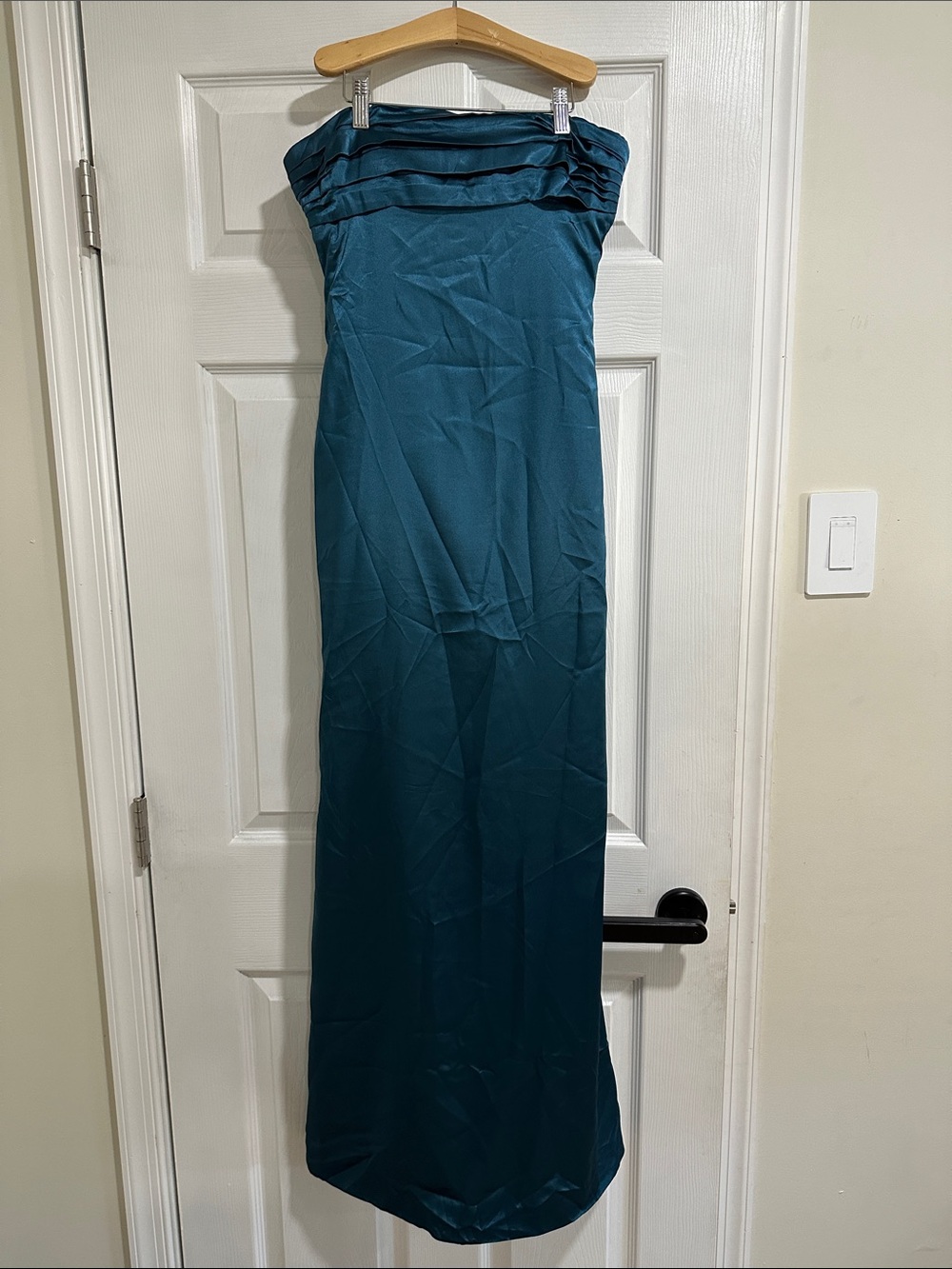 Strapless Teal Evening Gown